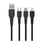 ROCKROSE RRCS03 καλώδιο USB σε Micro/Type-C/Lightning Cobra Pro, 1.2m, μαύρο - Image 2